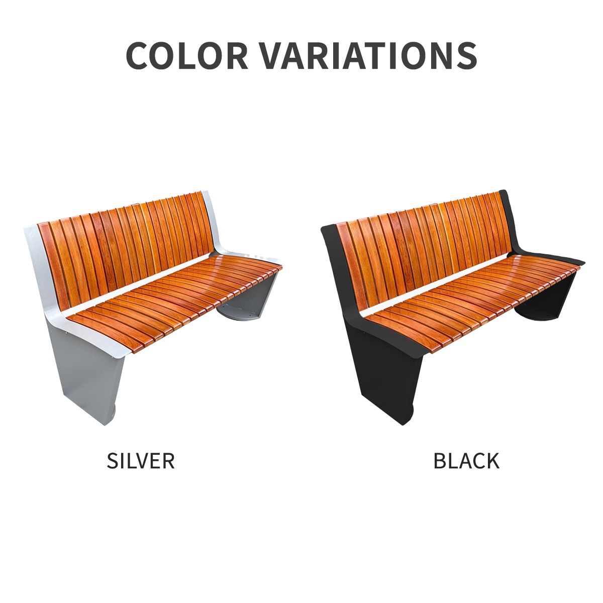 木製クラシック長椅子 スラットデザイン VeroMan 木製 スラット ベンチ 長椅子 ロングチェア スチール