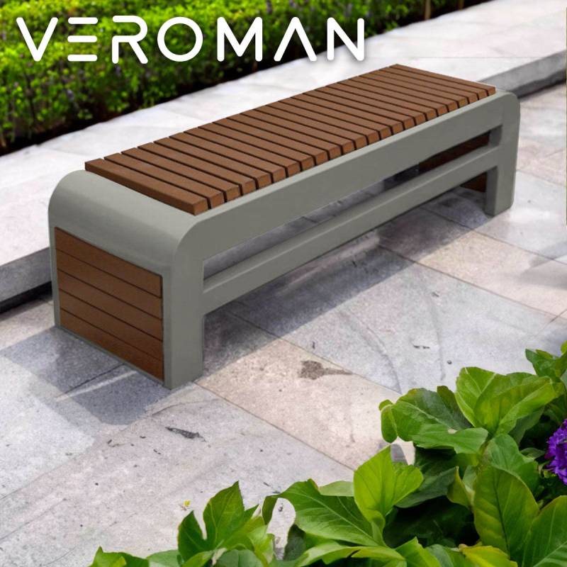 VeroMan すっきりとした直線美 防腐PS木材ベンチ 高耐久ステンレス脚