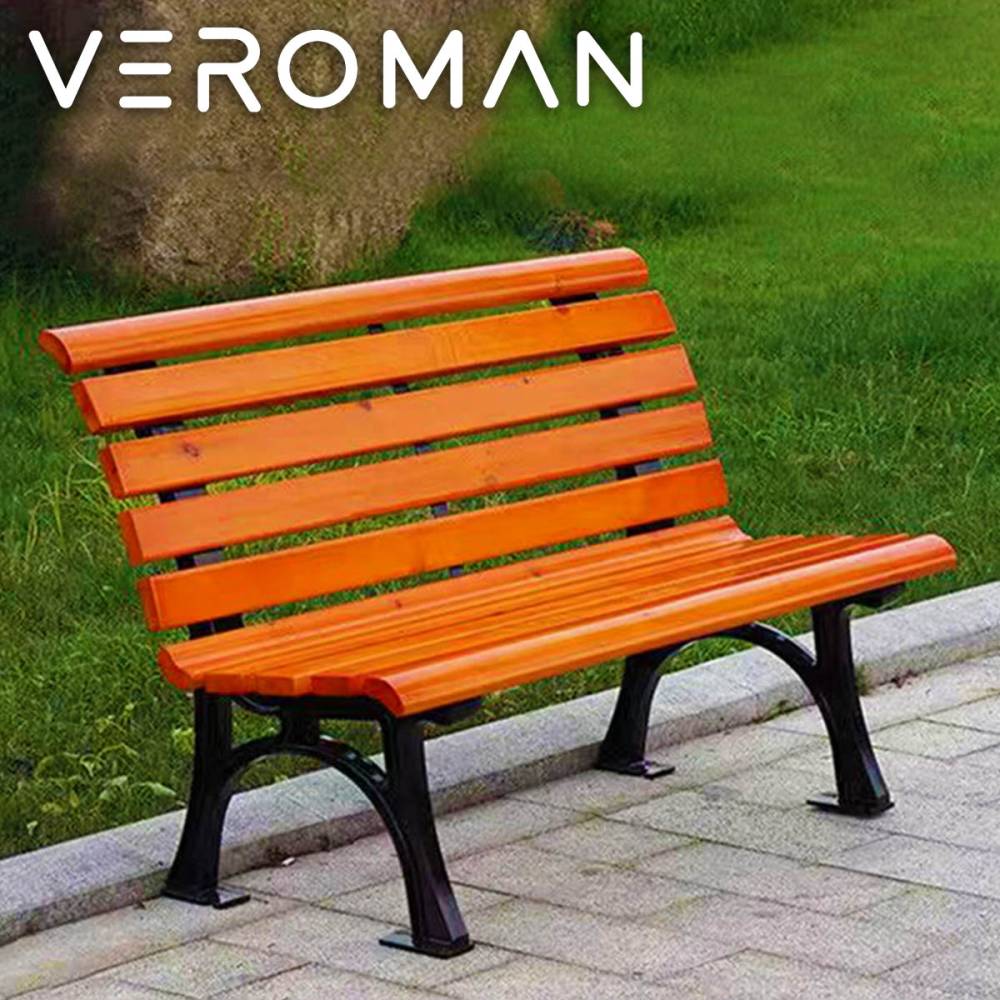 [幅150cm] VeroMan パークベンチ パークチェア ガーデンチェア あたたかみのある木目ベンチ 優雅な曲線美と鋳アルミ脚 高耐久で屋外設置に最適 自然美と重厚感を融合 韓国インテリア