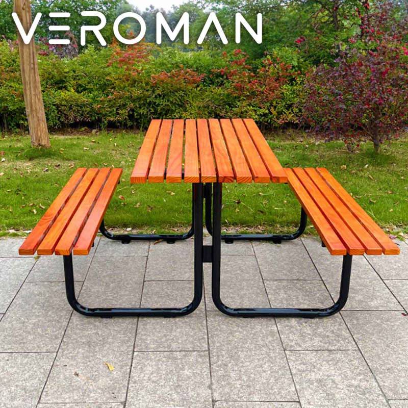 VeroMan テーブルセット プラスチックウッド アウトドア用品 アウトドアテーブル 優美な温かみを感じるU字脚 耐久性に優れた木製テーブルセット 重厚感が引き立つ屋外デザイン 韓国インテリア