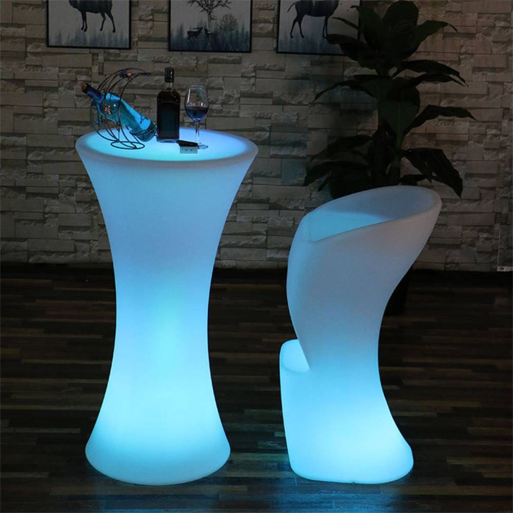 VeroMan LED ライトテーブル カクテルテーブル 光るテーブル テーブル 充電式 リモコン付き バー ナイトクラブ ナイトプール ラウンジ 韓国インテリア 韓国家具 [直径48cm 高さ110cm]