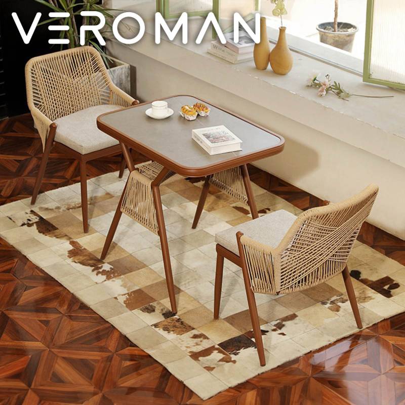 VeroMan 柔らかな温もりを感じる 楕円形のラタン風ダイニングテーブル