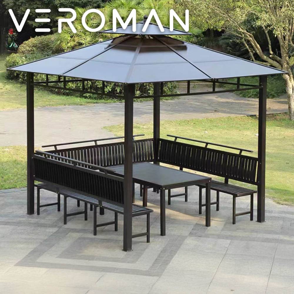 [260cm] VeroMan サンシェルター  屋外用パーゴラ 小屋型ガゼボ ガーデンパビリオン 庭 日よけ テラス ガーデン 耐久設計 重厚感 庭園用 遮熱 遮光 紫外線カット 韓国インテリア