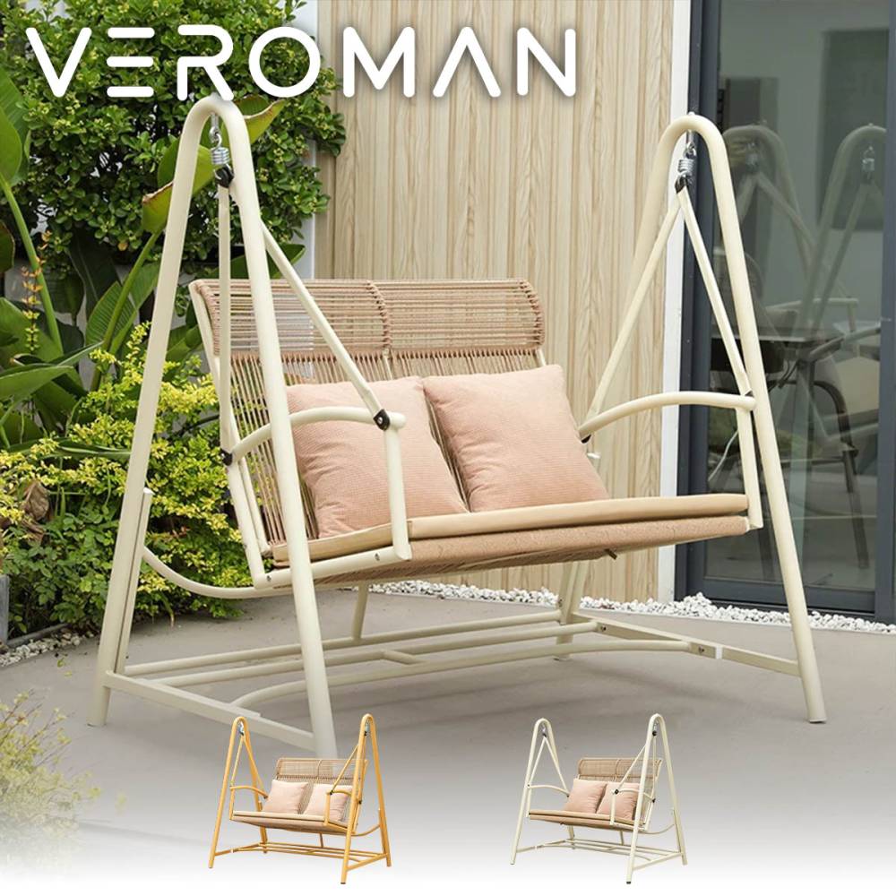 VeroMan スウィング リラックス ハンモック椅子 アウトドア 家用バルコニー吊り下げ式 二人用 屋外 韓国インテリア[高さ142x幅150cm]