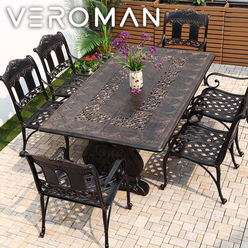 VeroMan 重厚感と優雅なクラシック彫刻が映える アルミ鋳造テーブル