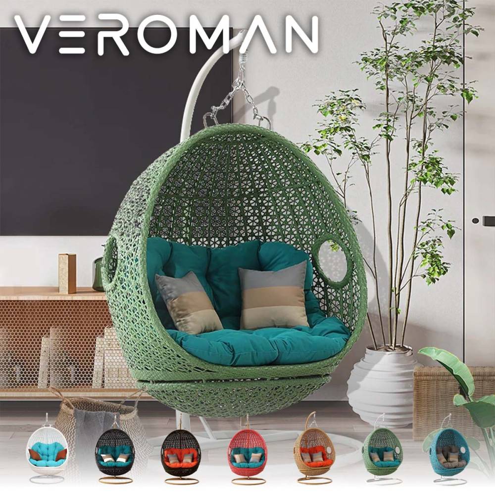 VeroMan ハンギングチェア ブランコチェア インドア エレガントなフォルムが映える卵型吊り椅子 アルミ合金製で重厚感と手作り感を兼ね備えた 安全設計 韓国インテリア 1.05x1.05x1.95m