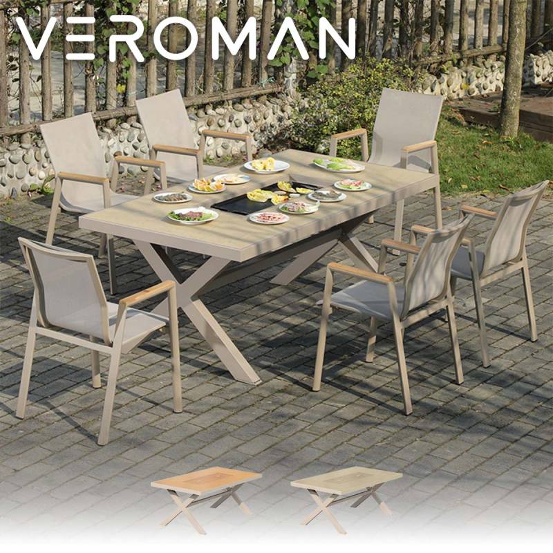 バーベキューテーブルチェアーセット 203cm椅子6脚] VeroMan テーブルセット アウトドア用品 アウトドア