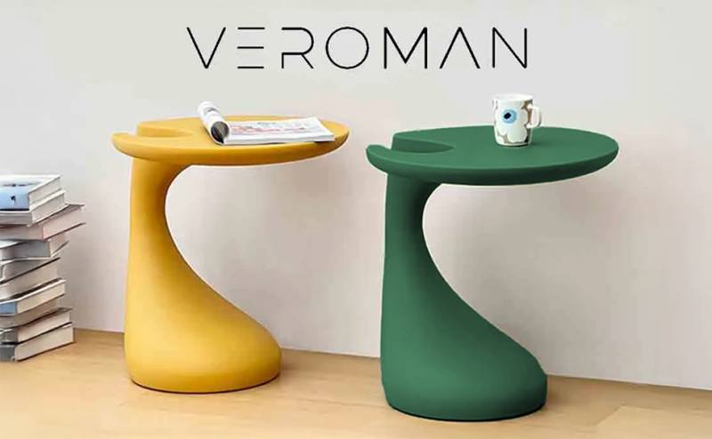 VeroMan コーヒーテーブル アヒル カーブ 丸い 円形 サイドテーブル