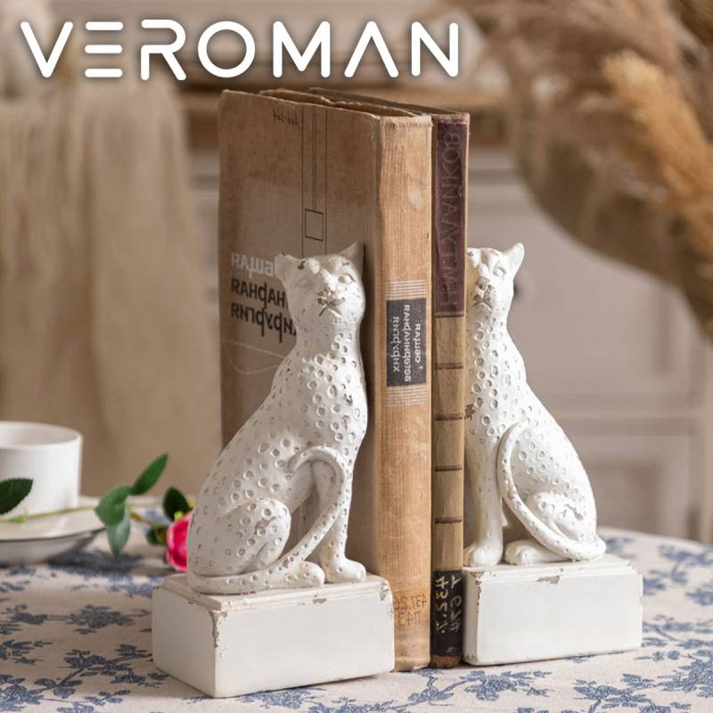 2個セット] VeroMan 彫刻レオパードブックエンド 彫刻デザインの