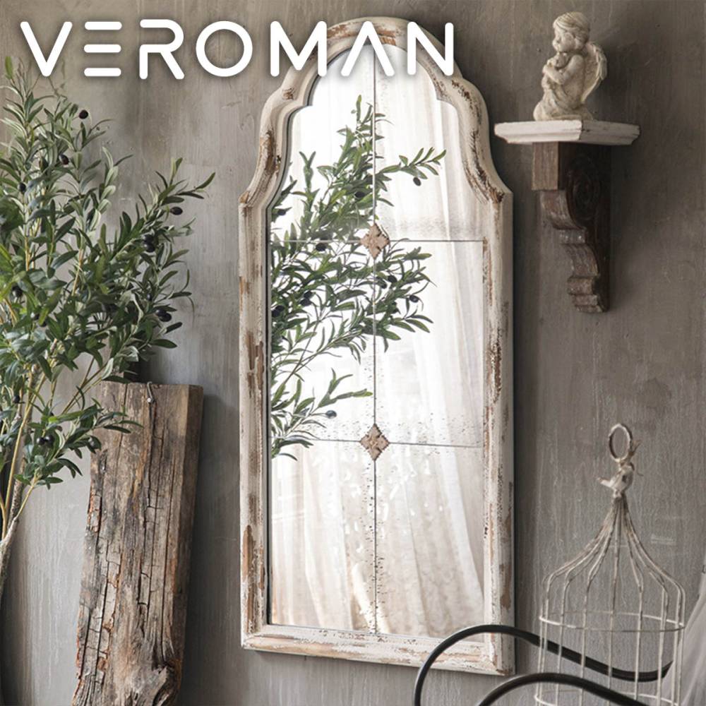 VeroMan ステンドグラス風ミラー アンティーク調フレームで優雅な空間演出 鏡 ミラー 韓国インテリア[高さ120cm×幅60cm]