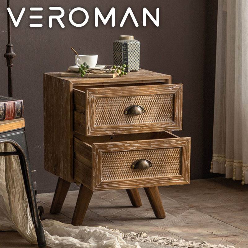 VeroMan 優雅なフレンチカントリーデザイン 二段引き出しサイド