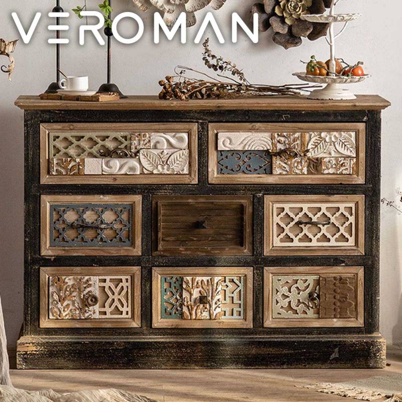 VeroMan キャビネット 収納棚 収納チェスト リビング ヴィンテージ