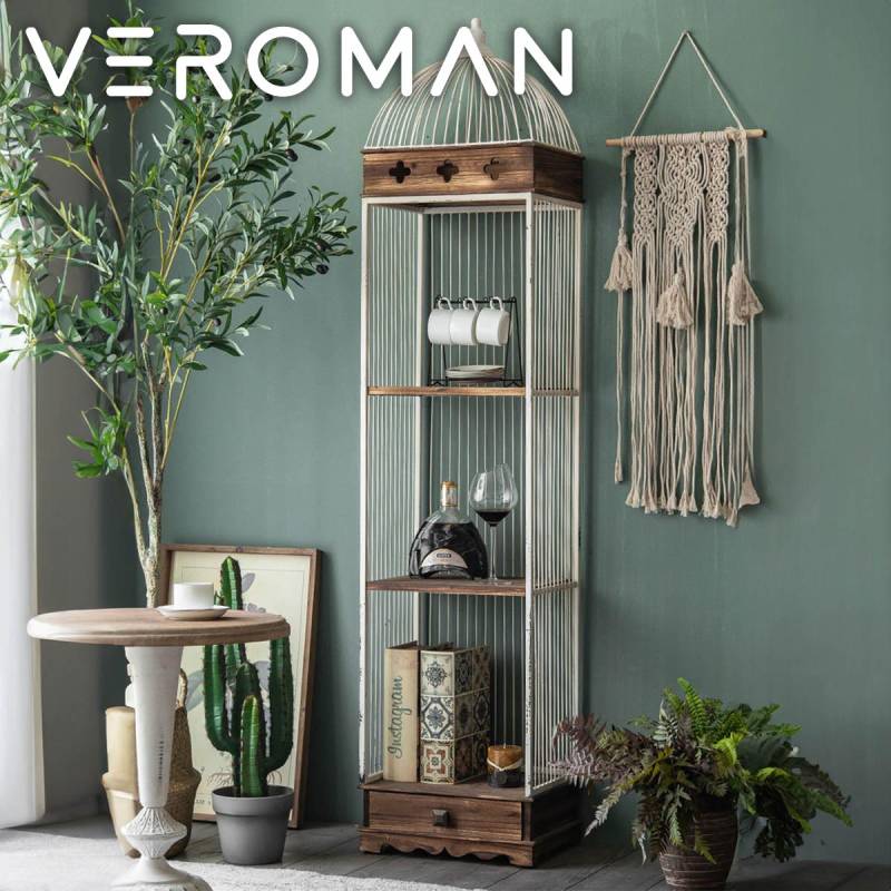 VeroMan 鳥籠デザインのレトロ収納棚 おしゃれで実用的な美しい佇まい