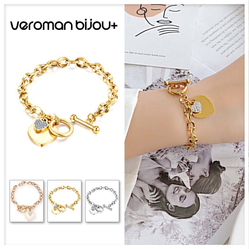 VeroMan BIJOU＋ ハート トグル ブレスレット チャーム チェーン