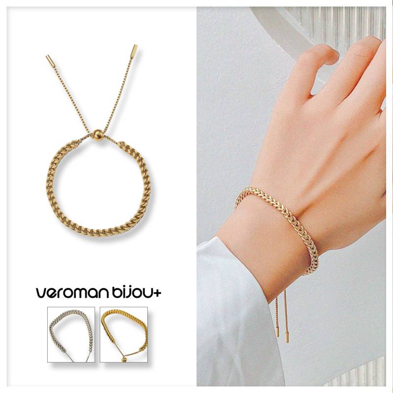 VeroMan BIJOU＋ スライド ブレスレット チタン チェーン ゴールド