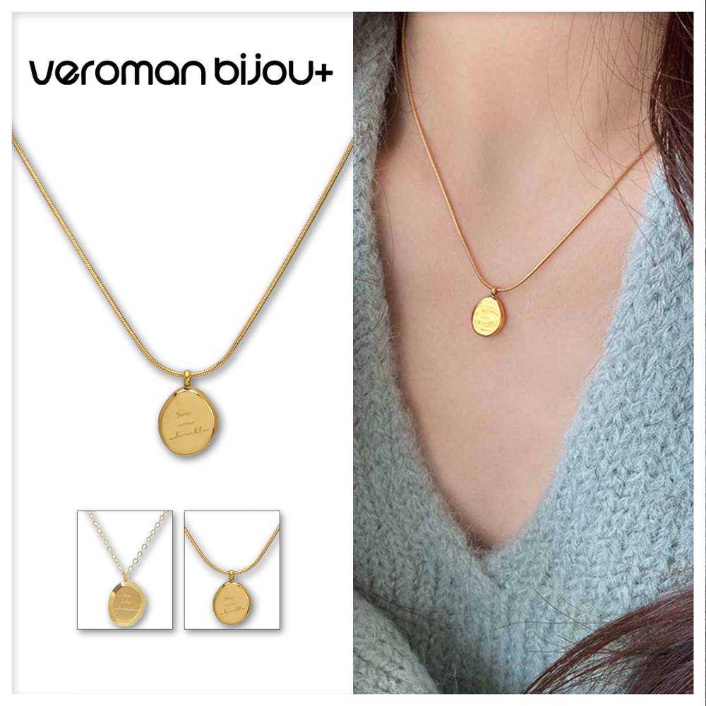 VeroMan BIJOU＋ コインネックレス ゴールド ペンダントネックレス チタン チェーン 上品カジュアル おしゃれ 韓国ファッション 韓国アクセサリー