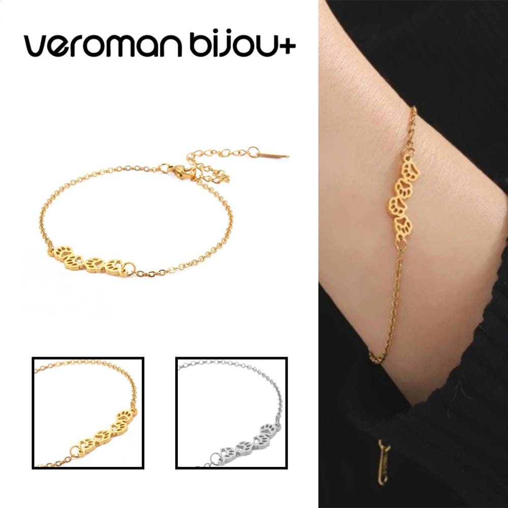 VeroMan BIJOU＋ ブレスレット 犬の足跡 愛らしく映える チタン鋼 チェーンブレスレット 金属アレルギー対応 ファションジュエリー 韓国アクセサリー