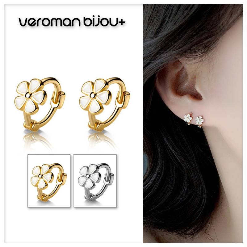VeroMan BIJOU+ プレーンフープピアス 花アクセント フラワー