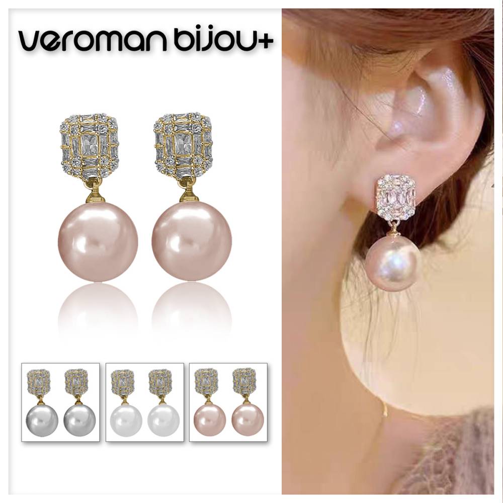 VeroMan BIJOU＋ 揺れる ピアス 華やか パール イヤリング 上品 女性らしい フレンチヴィンテージ 洗練された 大人 高級感 日常 パーティー 韓国アクセサリー