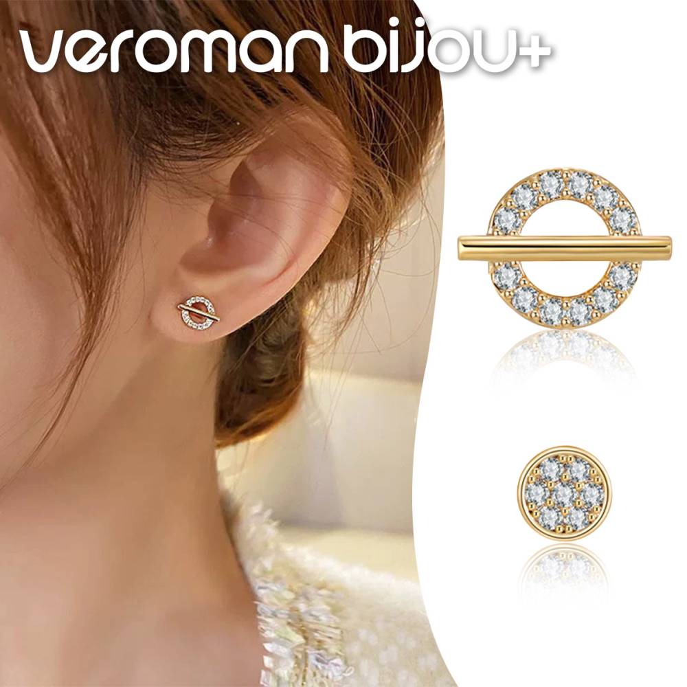 VeroMan BIJOU＋ アシンメトリーピアス 左右 違う ピアス 両耳用 イヤリング 上品 S925 シンプル シルバーポスト 高級感 ゴールド 軽量 韓国アクセサリー