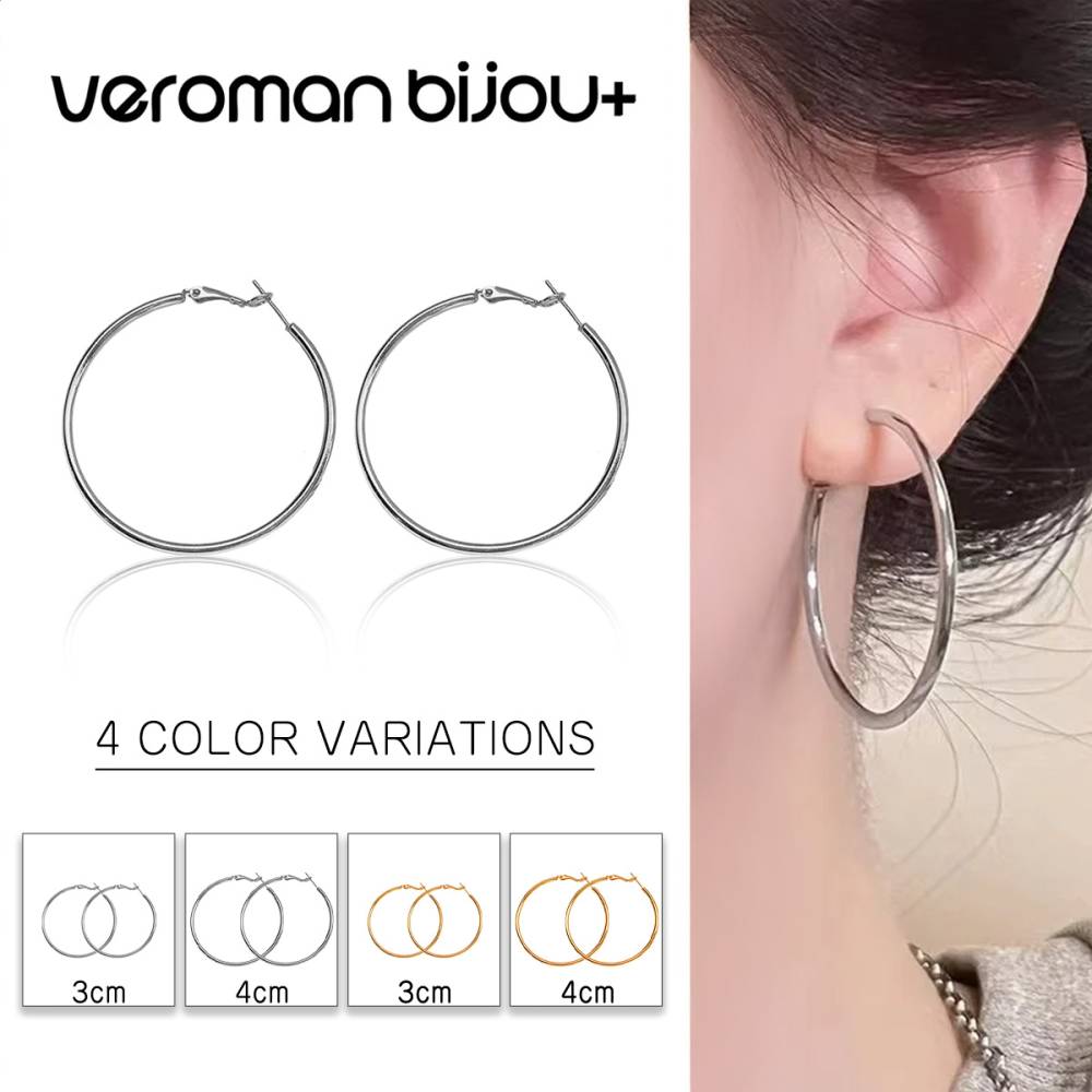 VeroMan BIJOU＋ フープピアス ピアス S925 シルバーポスト 3cm 4cm 大ぶり 個性的 カジュアル トレンド 上品 ファッションジュエリー 韓国アクセサリー