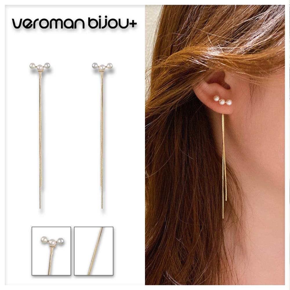 VeroMan BIJOU＋ パール タッセル ピアス イヤリング ロングデザイン S925 シルバーポスト 上品 華やか 女性らいしい アクセ 韓国アクセサリー