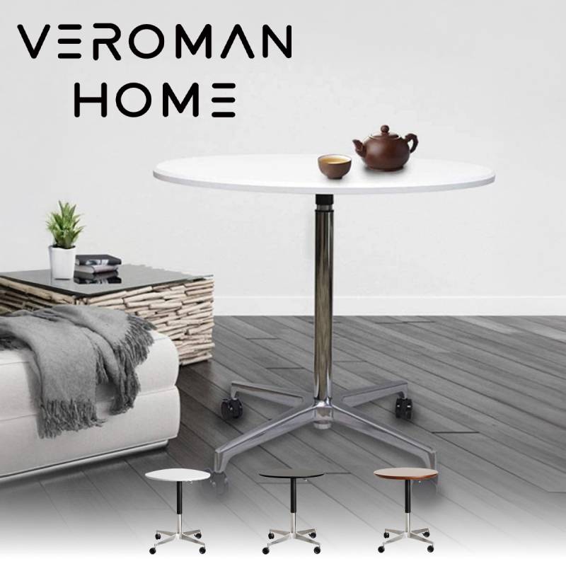 60cm] VeroMan ヴィンテージデザイン ダイニングテーブル 可移動式円形