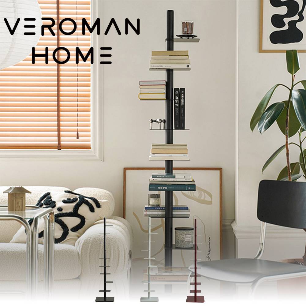 VeroMan 本棚 クリエイティブ360度回転式収納棚 炭素鋼使用 エコスプレー仕上げ 安定感抜群の台座設計 シンプル モダン 韓国インテリア [高さ174cm×幅40cm]
