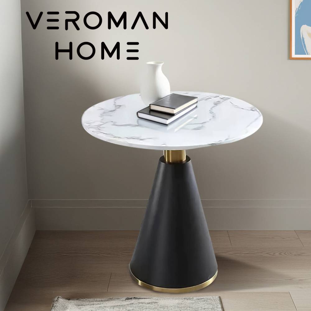 VeroMan モダンラウンドテーブル 円形テーブル シンプルデザイン カフェ風インテリア ダイニングやリビングに最適 韓国インテリア [高さ75cm×幅60cm]