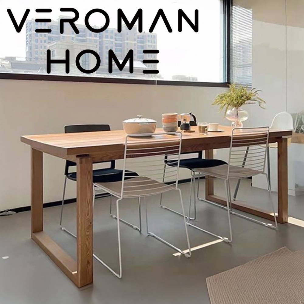 VeroMan テーブル モビーンスタイル シンプルデザイン 一体型長テーブル 高級感のある木目が魅力 韓国インテリア [高さ75cm×幅120cm]
