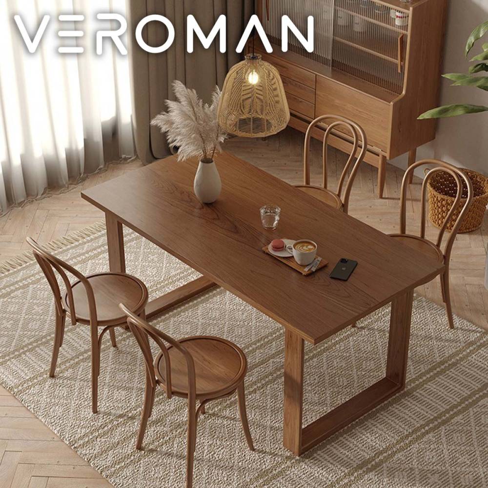 VeroMan ダイニングテーブル 北欧風シンプルデザイン 天然木松木素材 長方形テーブル 韓国インテリア [高さ75cm×幅160cm]