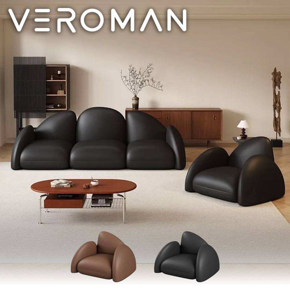 VeroMan ソファ シンプル エレガント 単人用ソファ 小戸型向け 高品質レザー製 快適な背もたれと優れた反発性能 韓国インテリア [高さ77cm×幅97cm]