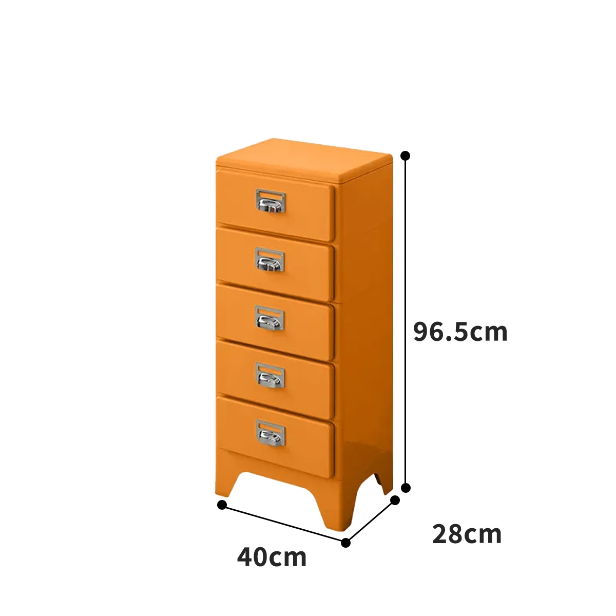 VeroMan 5段チェスト スリム収納ボックス レトロデザイン ABS樹脂製 多