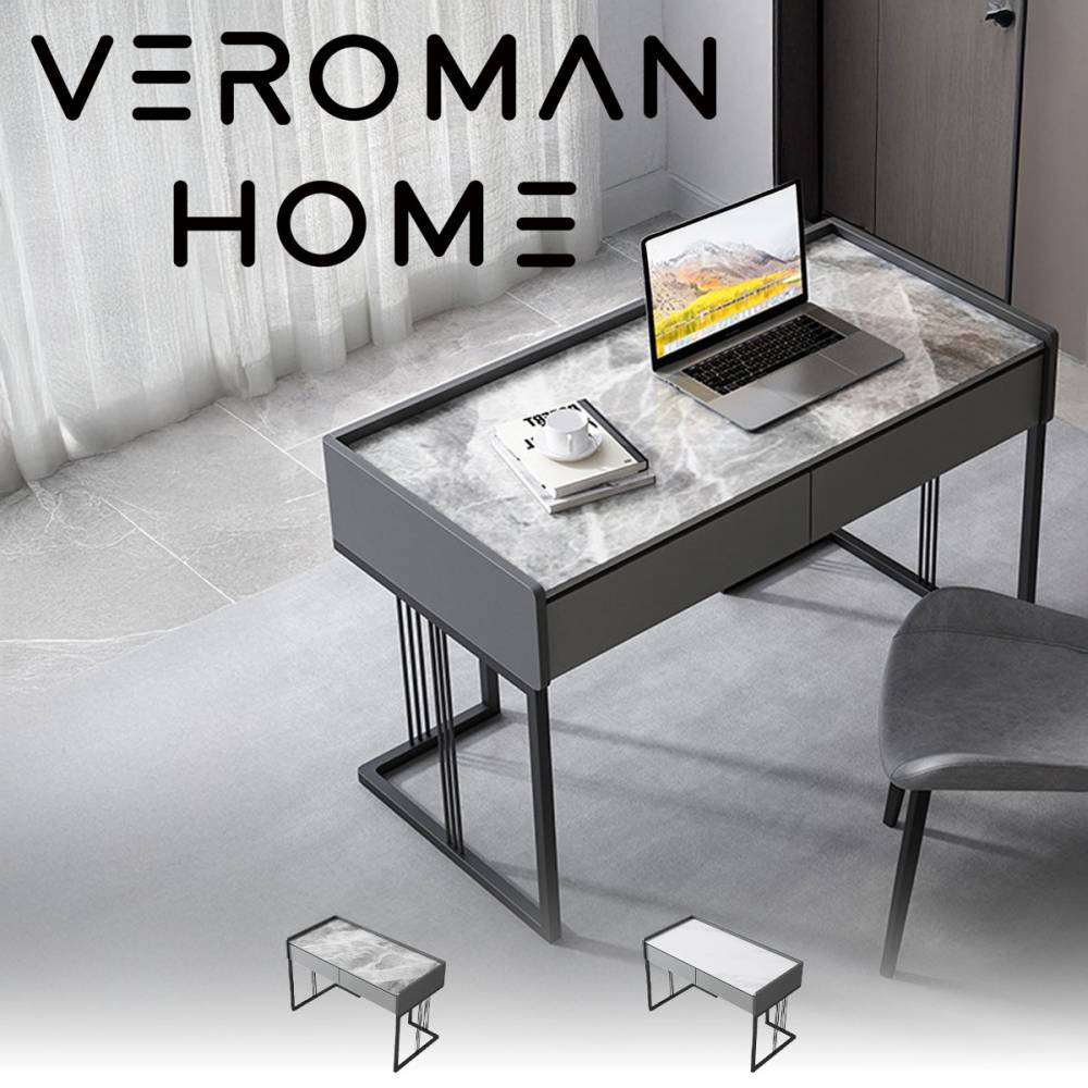 [テーブルセット] VeroMan テーブル シンプルモダン岩板オフィスデスク チェア 家庭用・小型住宅向け 学習デスク・コンピューターデスク 引き出し付き 韓国インテリア [高さ75cm×幅80cm]