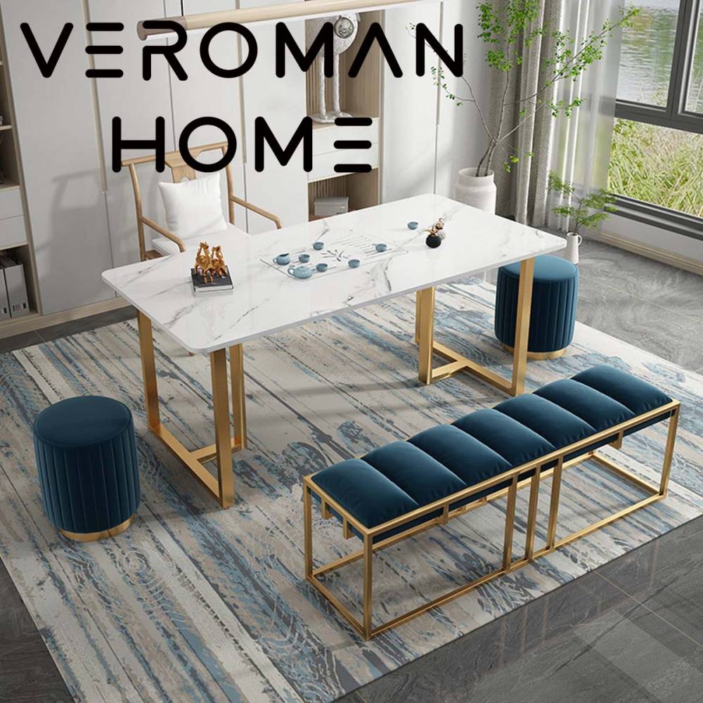 VeroMan テーブル 岩板テーブル 小戸型向け 陽台用 茶盤付き 功夫茶卓 高耐久性 リラックス空間 韓国インテリア [高さ75cm×幅120cm]