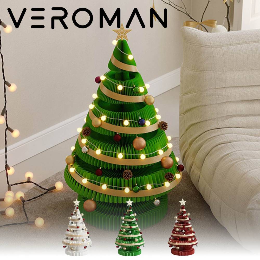 [75cm] VeroMan クリスマスツリー 折りたたみ紙製クリスマスツリー クリスマス装飾 卓上オーナメント 雰囲気演出 パーティー飾り 収納便利 環境にやさしい 韓国インテリア [47x75cm]