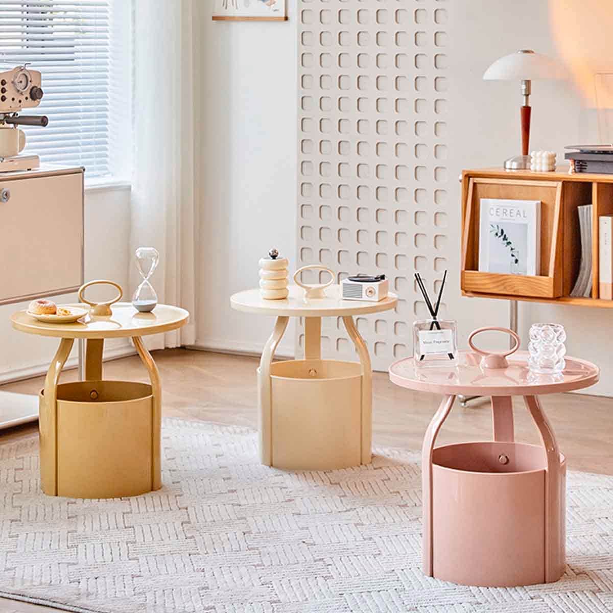 【S級美品】 【残1点】VeroMan ヴェロマン サイドテーブル VeroMan ラウンドサイドテーブル 収納付き 丸型プラスチックテーブル