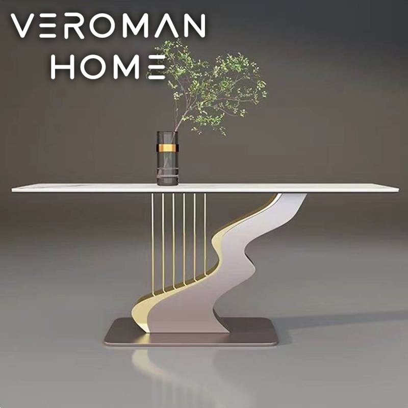 VeroMan 大理石調コンソールテーブル アート感あふれるデザイン脚
