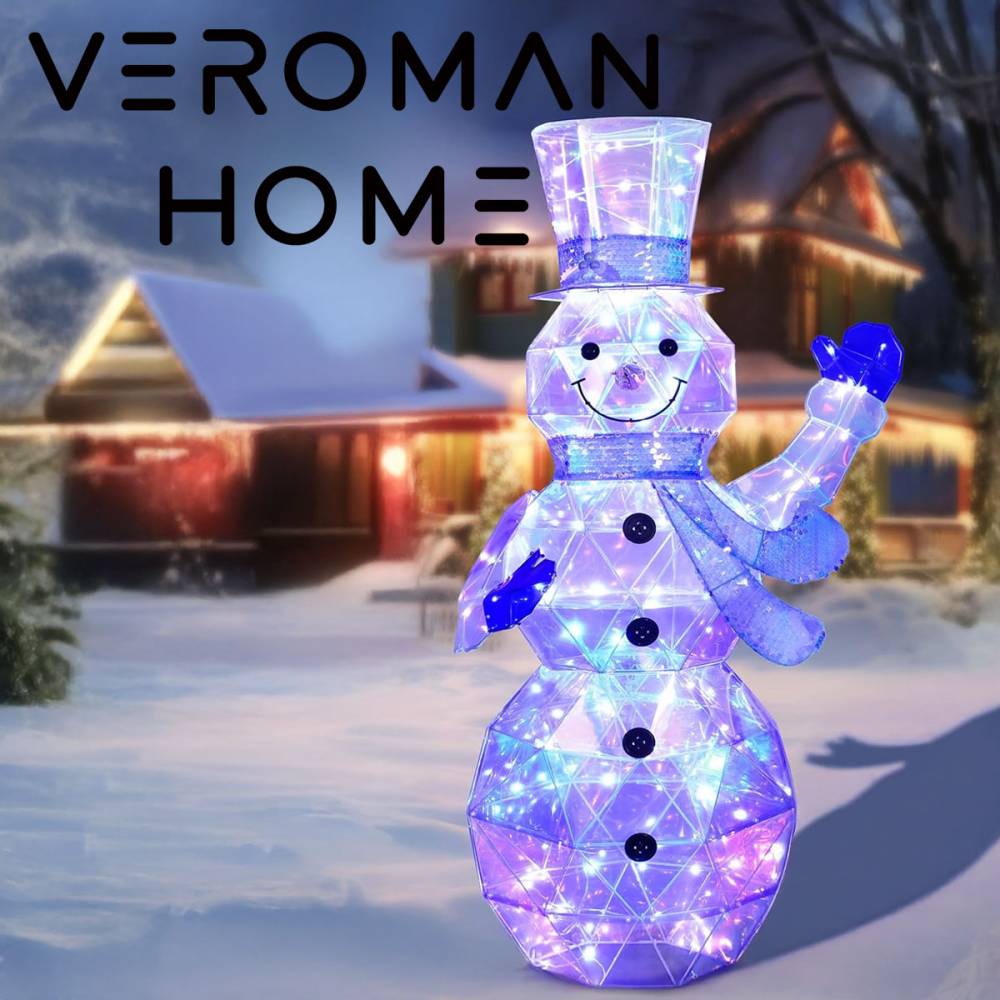 VeroMan クリスマス LED発光雪だるま USBタイプ 高さ130cm 大型デコレーション 防水仕様 商業施設・ホテル・結婚式・装飾