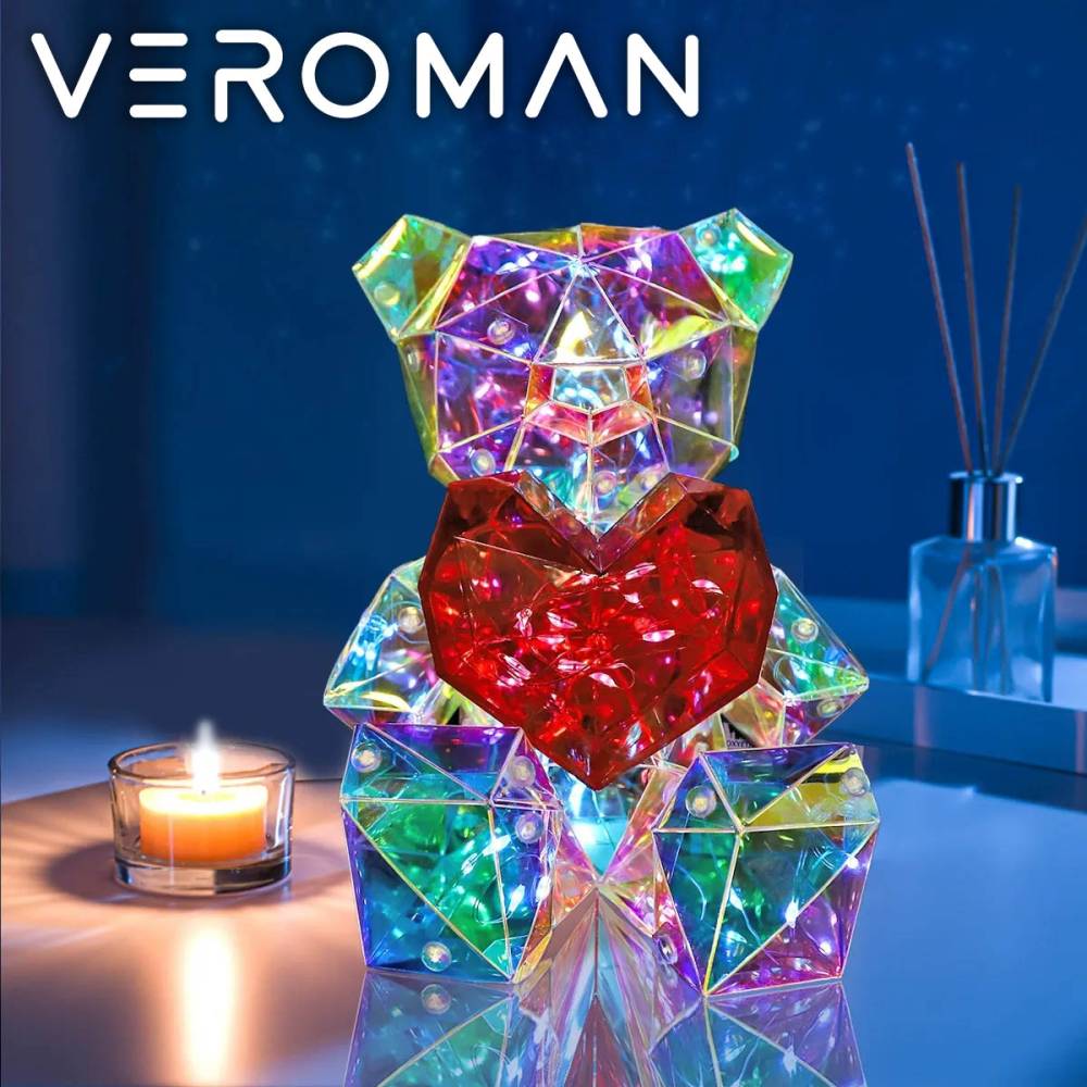 [25cm] VeroMan ライト ハートベアオブジェライト 発光ハートベア くまライト かわいいぬいぐるみ USBタイプ バレンタイン・クリスマス向け 高級感 雰囲気作り 韓国インテリア