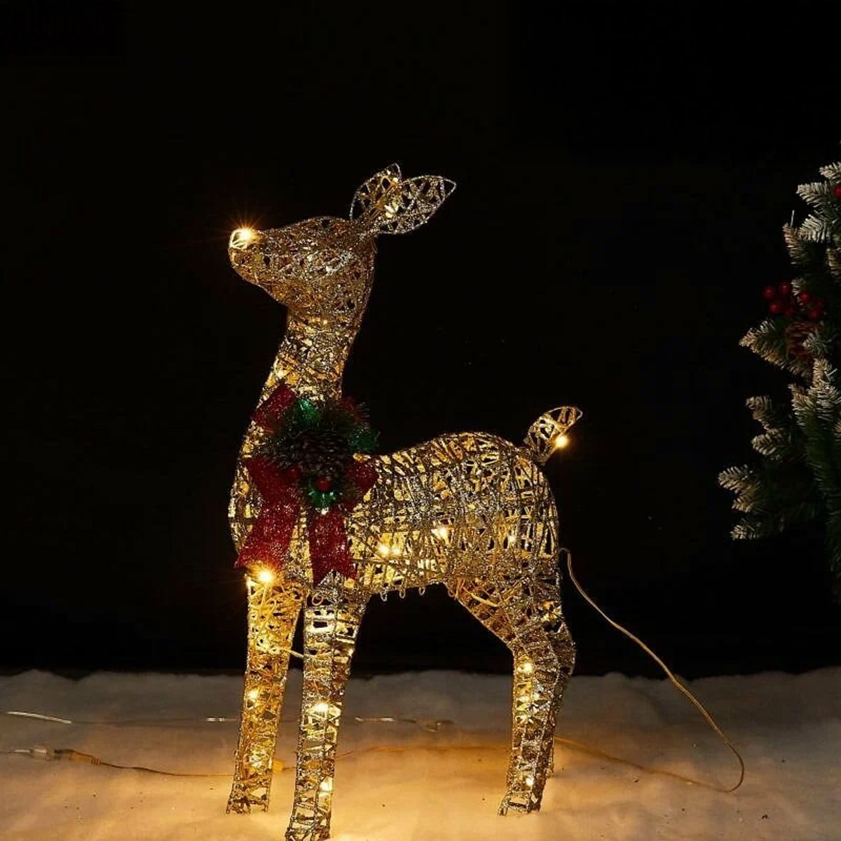 親子セット] VeroMan 優しい光でクリスマスを彩る LEDトナカイ 鉄製
