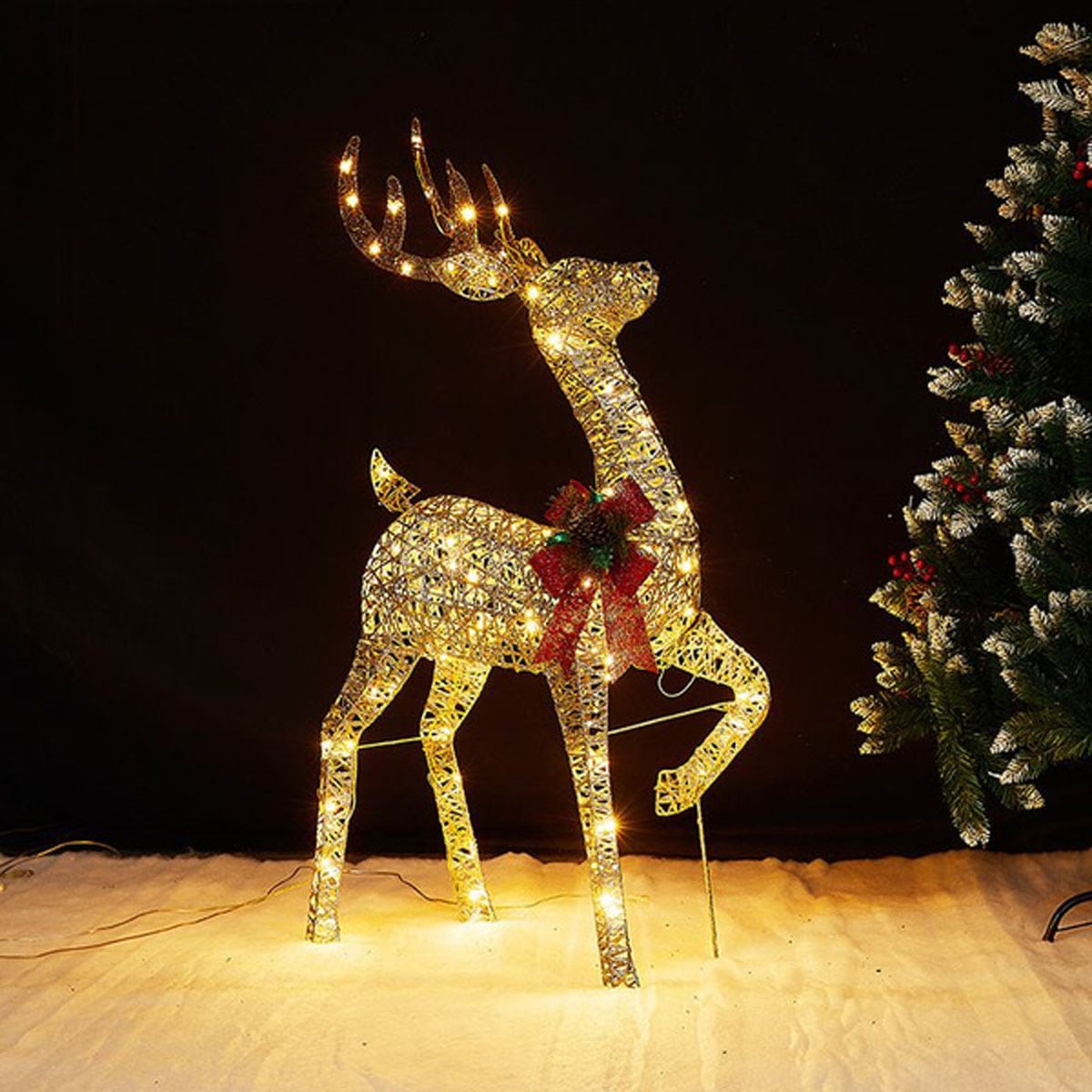 親子セット] VeroMan 優しい光でクリスマスを彩る LEDトナカイ 鉄製