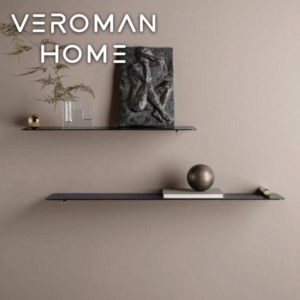 VeroMan シンプル金属壁掛けシェルフ  収納棚 壁面装飾用 一字型 軽奢で洗練されたデザイン 韓国インテリア [長さ18cm×幅90cm]