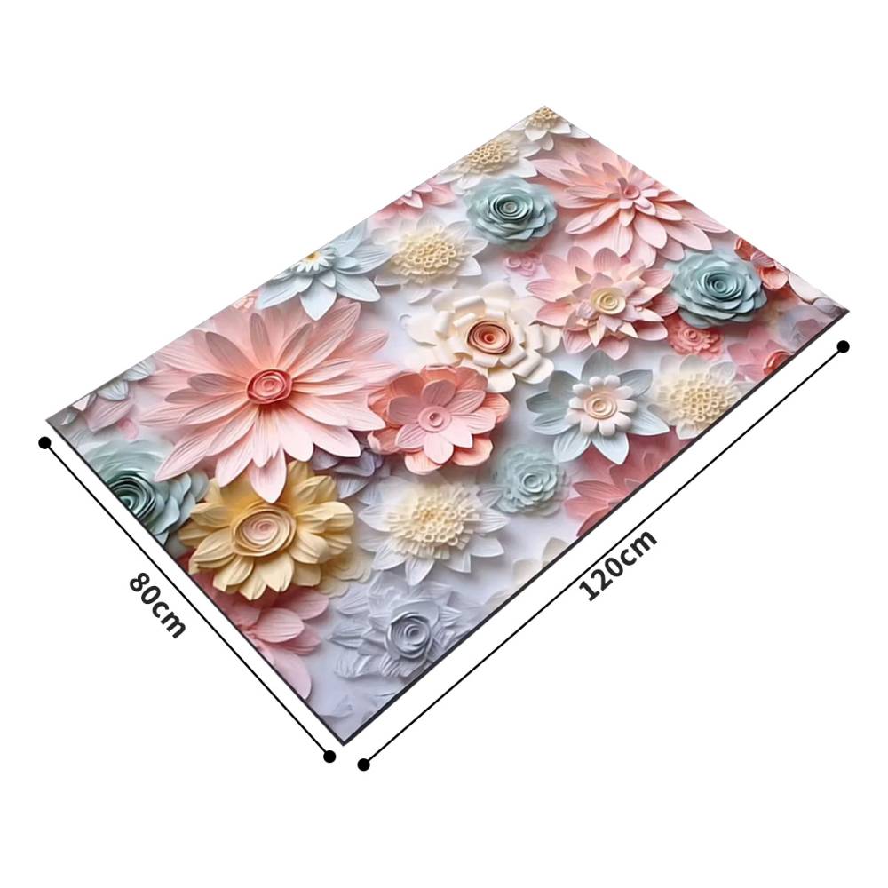 VeroMan 花柄バスマット 立体デザイン 珪藻土マット 吸水速乾 滑り止め付き カット可能インテリアマット 韓国インテリア [80cm×120cm]