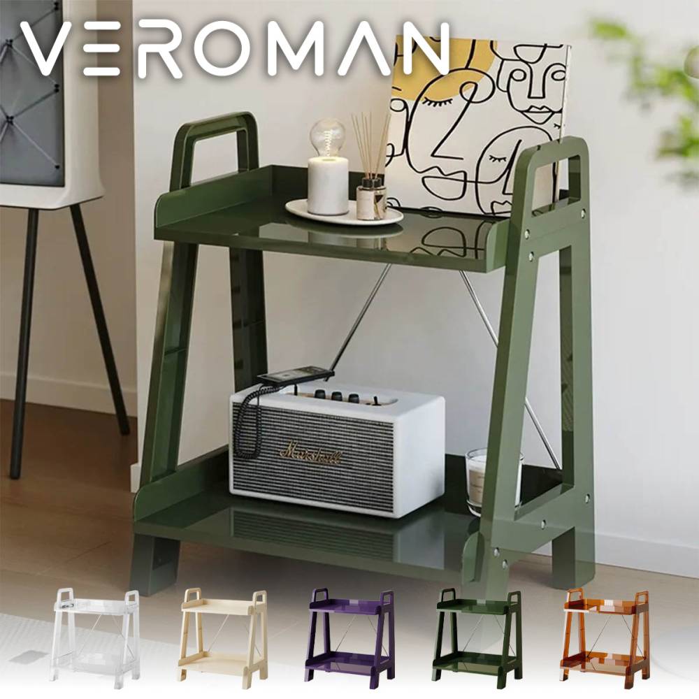 VeroMan シンプルデザイン 2段ラック 多機能収納棚 キッチン・リビング兼用 プラスチック製 韓国インテリア[幅64cm×奥行45cm×高さ74cm]