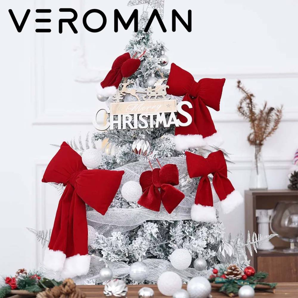 [14x11.5cm] VeroMan BIJOU＋ ベルベットの艶めきが映える リボンオーナメント 上品なクリスマスツリー装飾 大人フェスティブデコ 韓国インテリアにもマッチ