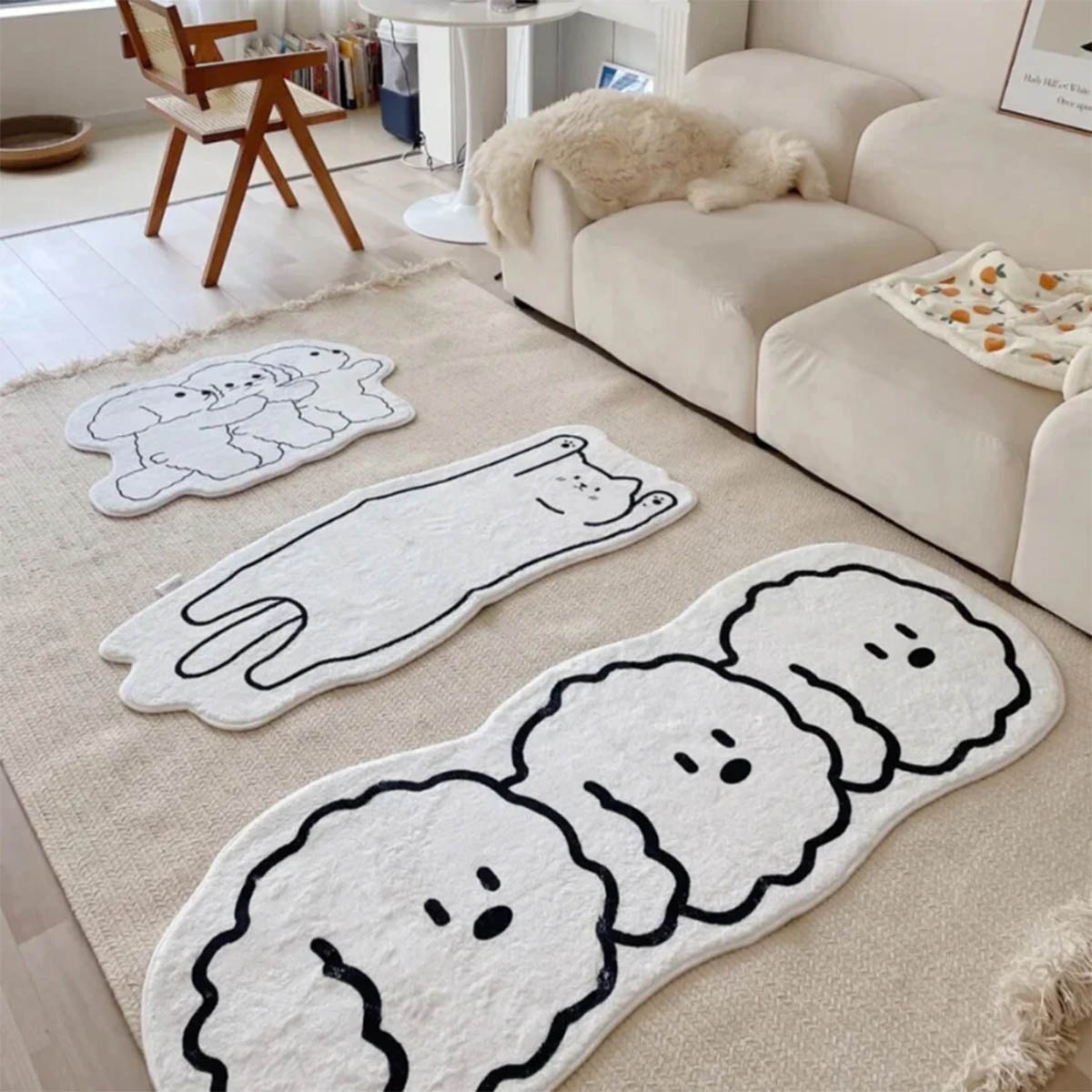 50x120cm] VeroMan フロアマット キャラクターデザイン 犬 猫 防水 防