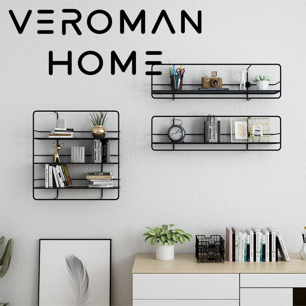VeroMan アイアンウォールラック 3個セット 多層壁掛け収納棚 壁面インテリア装飾ラック シンプルモダンデザイン 玄関・リビング・寝室に最適 韓国インテリア 