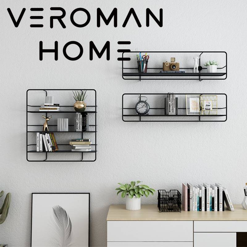 ★【新品・タグ付き】おしゃれな壁掛けラック★ VeroMan アイアンウォールラック 3個セット 多層壁掛け収納棚 壁面