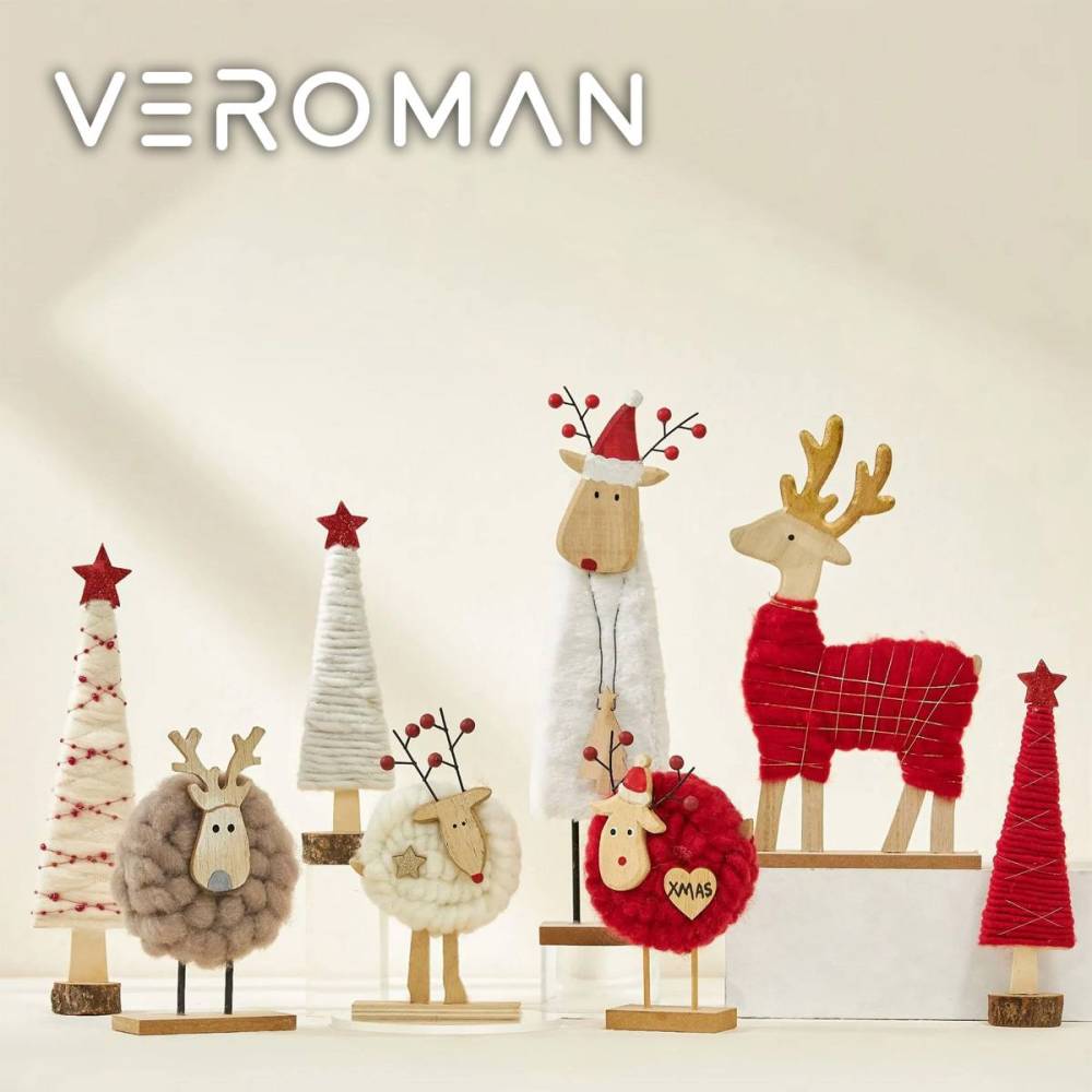 [8点セット] VeroMan 置物 クリスマス デコレーション ミニツリー サンタ・トナカイ 羊毛フェルト 卓上飾り パーティー飾り サンタ雑貨 韓国インテリア